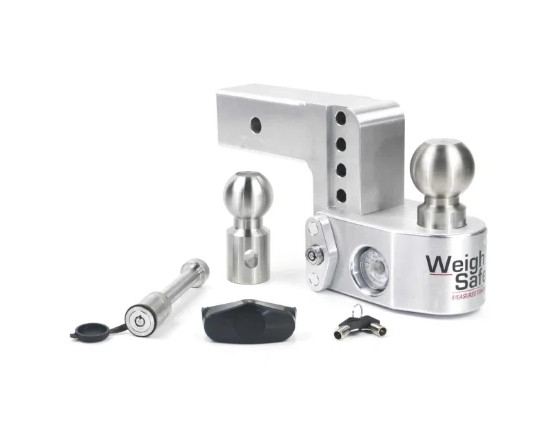 Weigh Safe WS4-2.5-KA, 4in Drop Hitch w/Built-in Scale & 2.5in Shank (10K/18.5K GTWR) w/WS05 - Aluminum