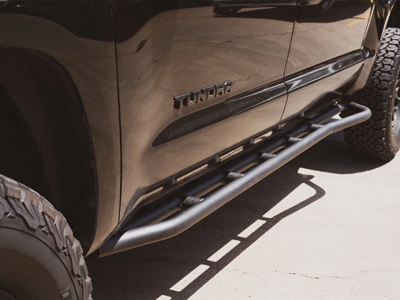 Cali Raised LED CR2803, 14-21 Toyota Tundra Trail Edition Rock Sliders - No Kick Out / Powder Coat