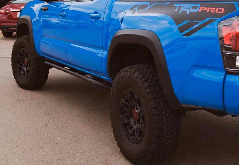 Cali Raised LED CR2578, 05-23 Toyota Tacoma Trail Edition Rock Sliders - Access Cab / Kick Out / Raw