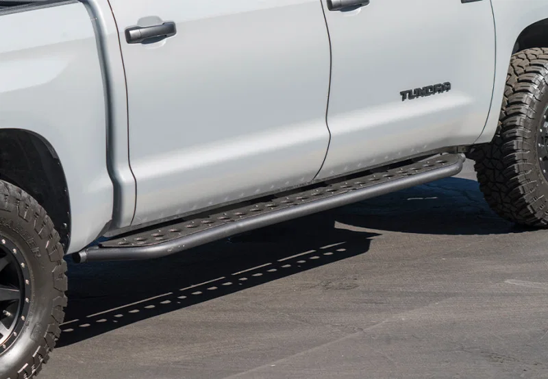 Cali Raised LED CR4206, 2022 Toyota Tundra Rock Sliders - Non Hybrid/Kick Out/Powder Coat Fill Plate/Powder Coat