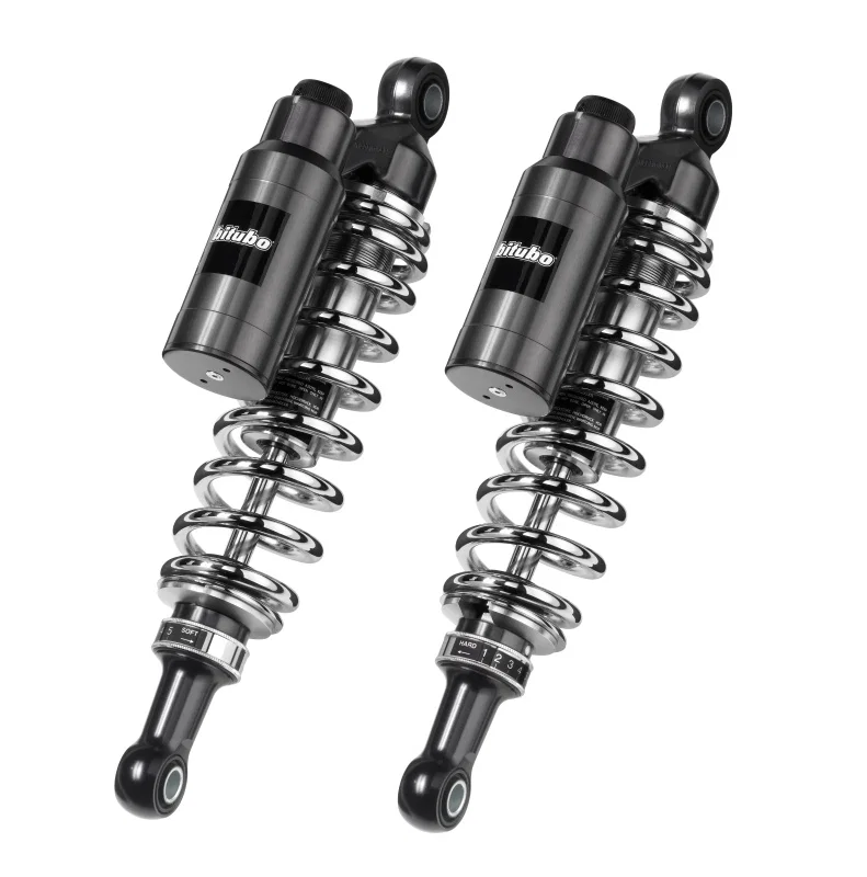 Bitubo Suspension RE001WMT03, WMT0 Twinshocks Adj.: Spring Preload, Reb., Comp., Length 310mm, Piggyback Tank Chr Edition