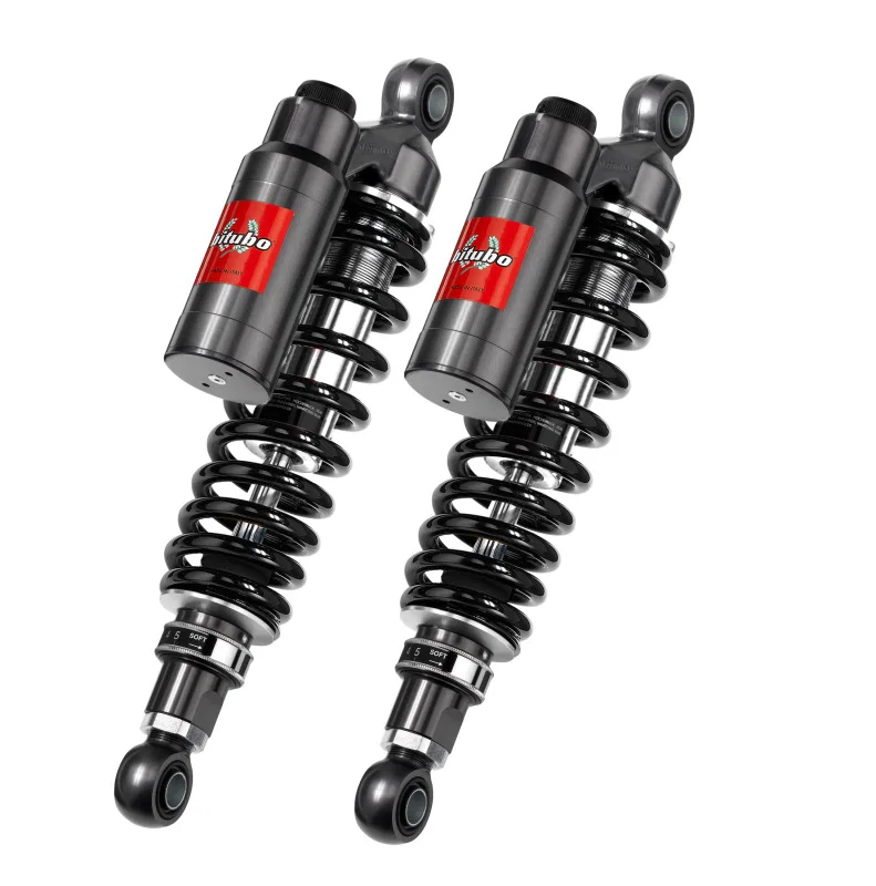Bitubo Suspension T0031WMT72V2, WMT7 Twinshocks Adj.: Spring Preload, Reb., Comp., Length 355mm, Piggyback Tank,Dark Edition for Triumph