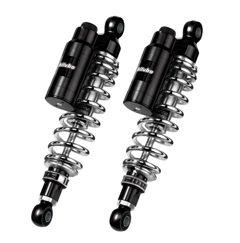 Bitubo Suspension HD019WMT13, WMT1 Twinshocks Adj.: Spring Preload, Reb., Comp., Length 330mm, Piggyback Tank, Chr Edition