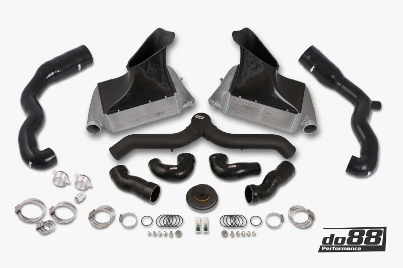 do88 BIG-140SV-76, 07-09 Porsche 911 Turbo/GT2 (997.1) BigPack Intercooler Kit w/Black Pipe + Inlets