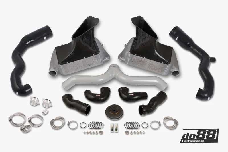 do88 BIG-140SI-76, 07-09 Porsche 911 Turbo/GT2 (997.1) BigPack Intercooler Kit w/Silver Pipe + Inlets