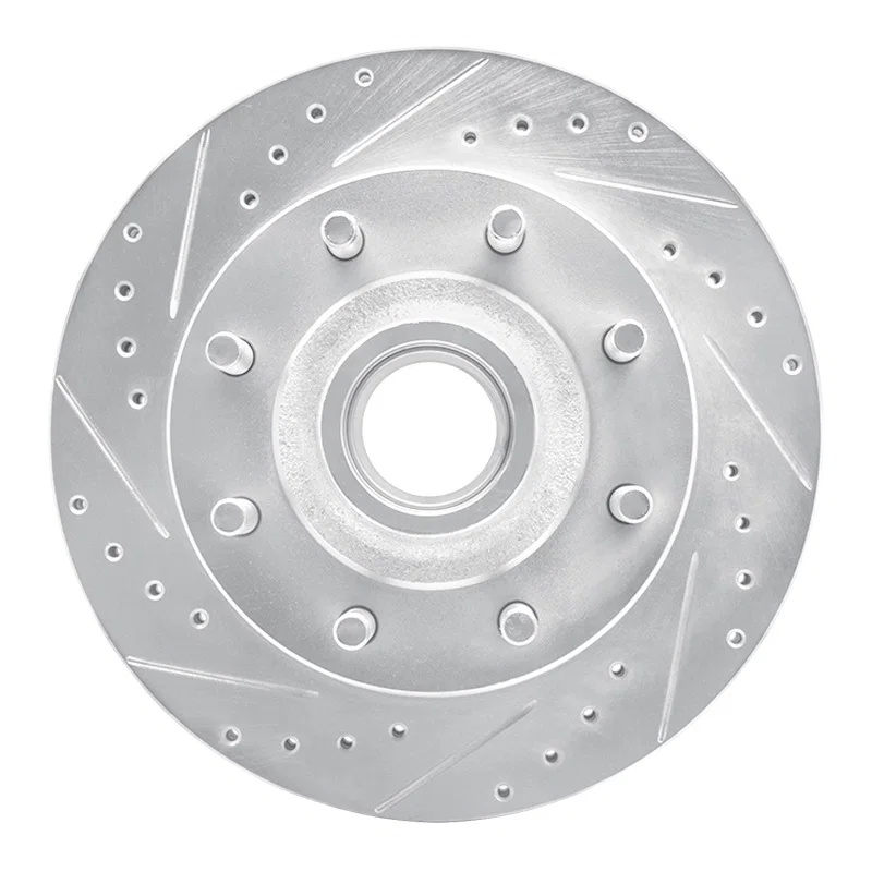 R1 Concepts 631-54135L, R1 95-04 Ford E-250 Econoline Front Left Drilled & Slotted Silver Brake Rotor
