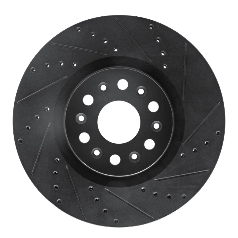 R1 Concepts 633-46047R, R1 2017-2025 Buick Enclave Front Right Drilled & Slotted Black Brake Rotor for Cadillac