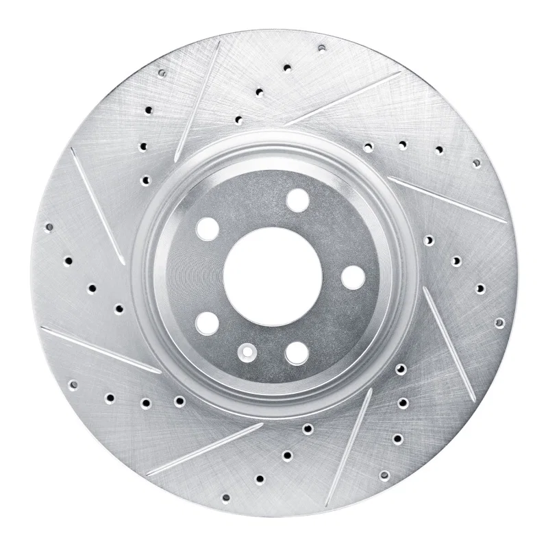 R1 Concepts 631-73083L, R1 18-25 Audi S5 Front Left Drilled & Slotted Silver Brake Rotor