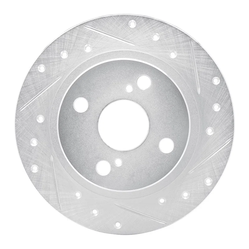R1 Concepts 631-76035R, R1 87-92 Chevrolet Nova Rear Right Drilled & Slotted Silver Brake Rotor