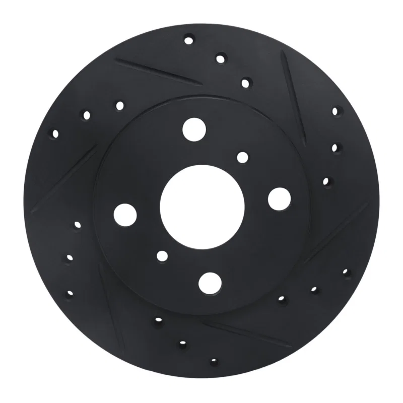 R1 Concepts 633-76043R, R1 90-91 Toyota Celica Front Right Drilled & Slotted Black Brake Rotor