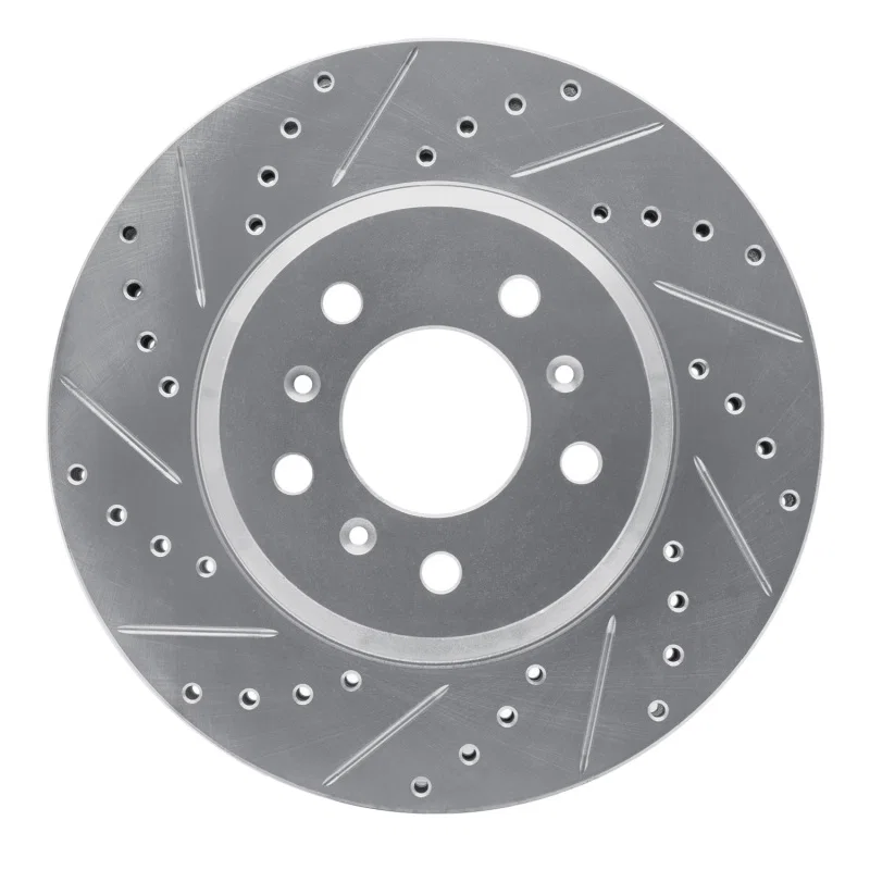 R1 Concepts 631-45012L, R1 06-16 Buick Lucerne Front Left Drilled & Slotted Silver Brake Rotor