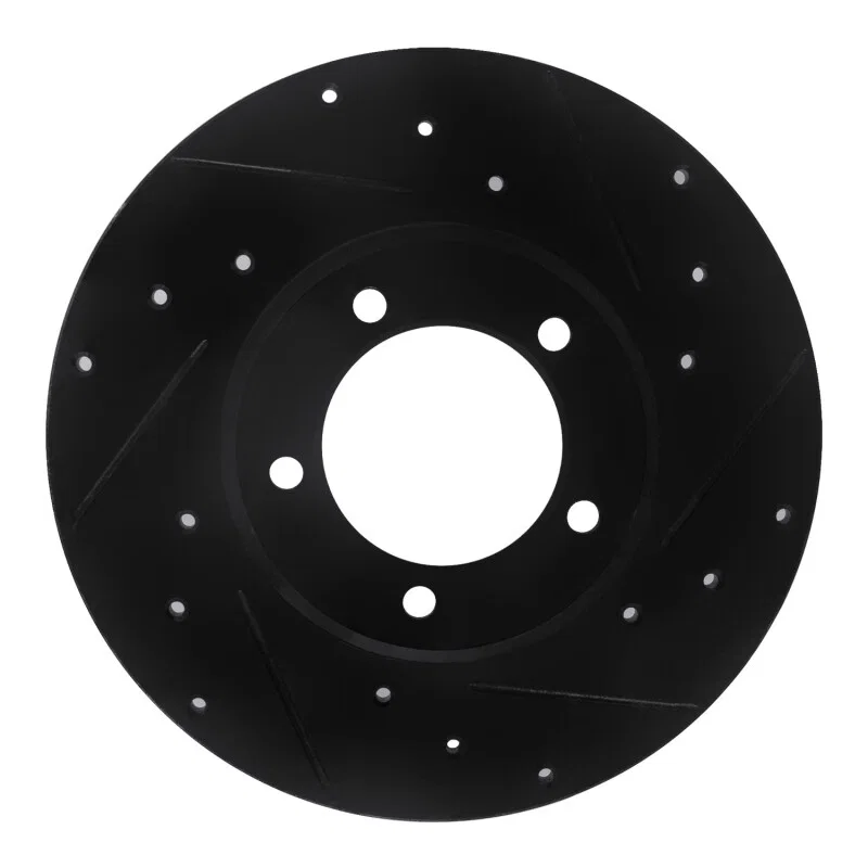 R1 Concepts 633-76092R, R1 75-83 Toyota Pickup Front Right Drilled & Slotted Black Brake Rotor