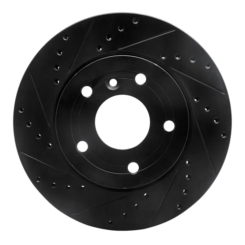 R1 Concepts 633-11003L, R1 94-02 Land Rover Range Rover Front Left Drilled & Slotted Black Brake Rotor