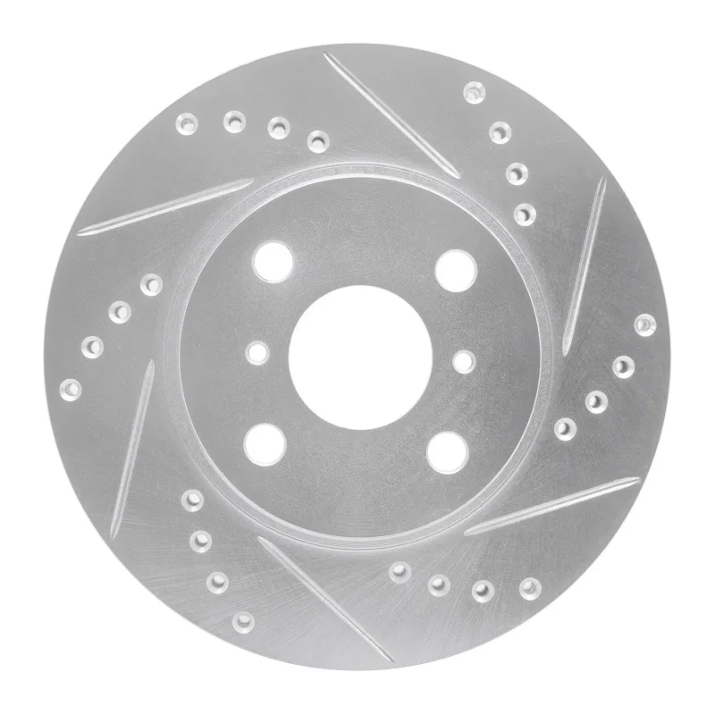 R1 Concepts 631-76074R, R1 01-03 Toyota Prius Front Right Drilled & Slotted Silver Brake Rotor