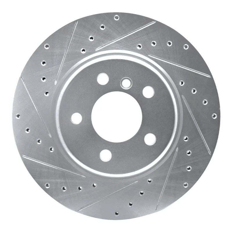 R1 Concepts 631-31103L, R1 11-16 BMW 528I xDrive Front Left Drilled & Slotted Silver Brake Rotor