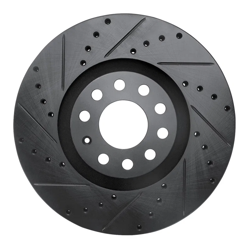 R1 Concepts 633-73036L, R1 98-09 Audi A4 (Mexico) Front Left Drilled & Slotted Black Brake Rotor