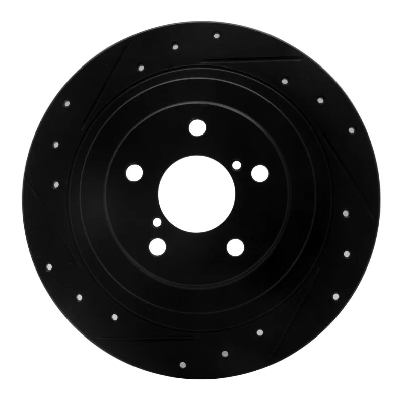 R1 Concepts 633-13032L, R1 00-06 Subaru Outback Rear Left Drilled & Slotted Black Brake Rotor