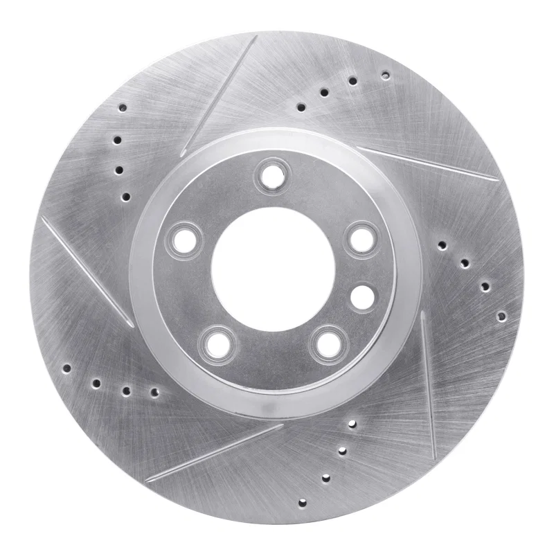 R1 Concepts 631-74056D, R1 11-18 Porsche CAYENNE Right Front Drilled & Slotted Silver Brake Rotor