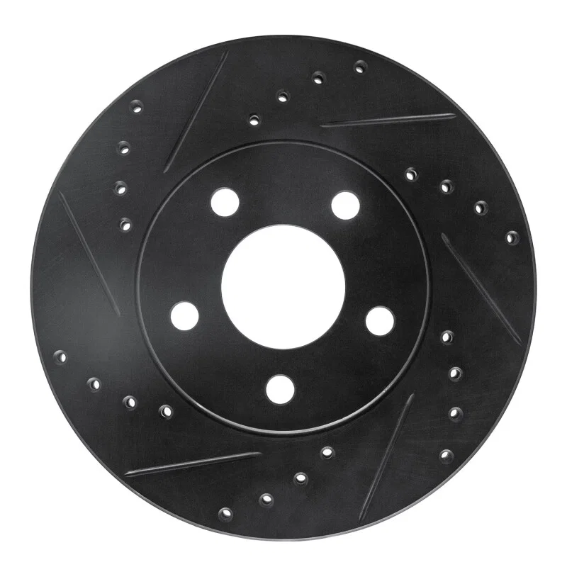 R1 Concepts 633-47031L, R1 04-08 Chevrolet Malibu Front Left Drilled & Slotted Black Brake Rotor