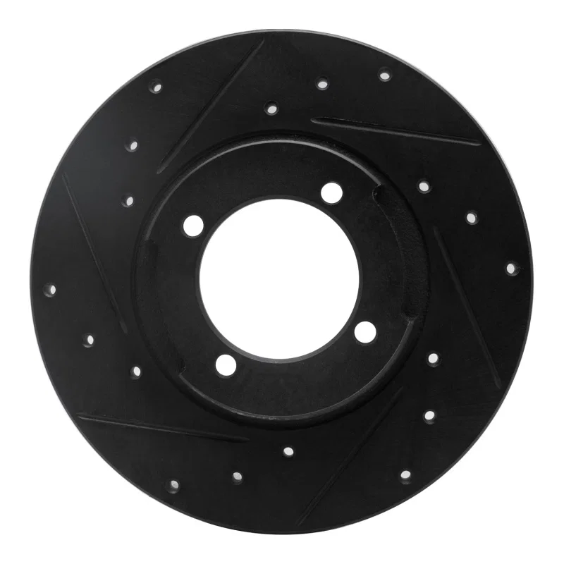 R1 Concepts 633-80055L, R1 82-84 Mazda B2000 Front Left Drilled & Slotted Black Brake Rotor