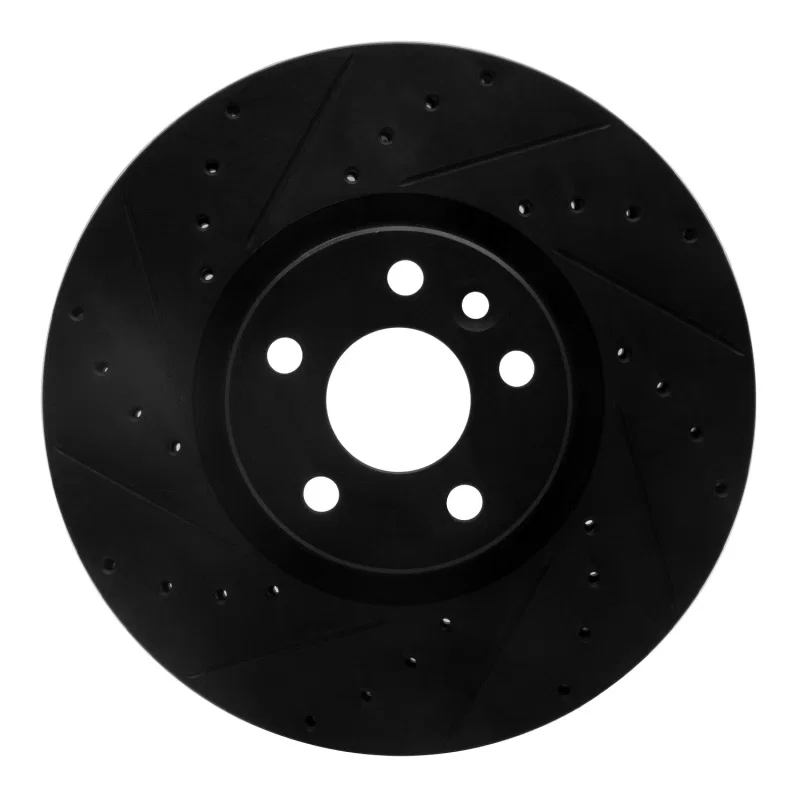 R1 Concepts 633-27055L, R1 16-17 Volvo XC60 Front Left Drilled & Slotted Black Brake Rotor