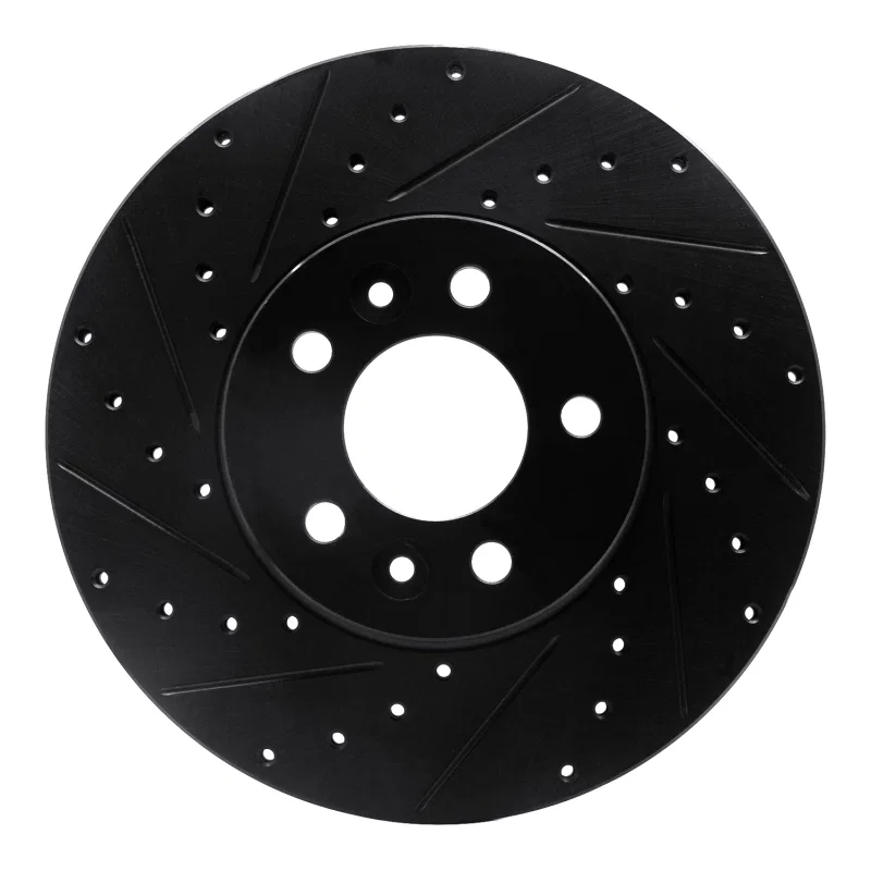 R1 Concepts 633-56016L, R1 98-02 Ford Crown Victoria Front Left Drilled & Slotted Black Brake Rotor