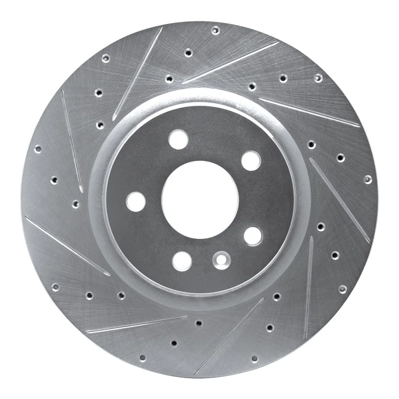 R1 Concepts 631-26001L, R1 12-21 Tesla Model S Front Left Drilled & Slotted Silver Brake Rotor