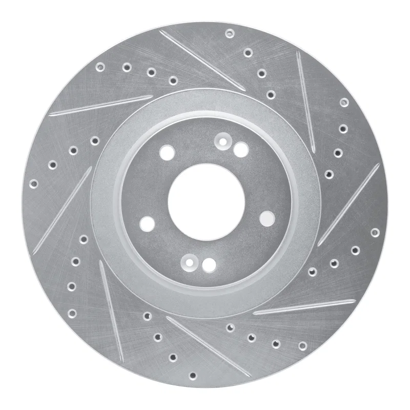 R1 Concepts 631-21044R, R1 20-25 Hyundai Palisade Front Right Drilled & Slotted Silver Brake Rotor