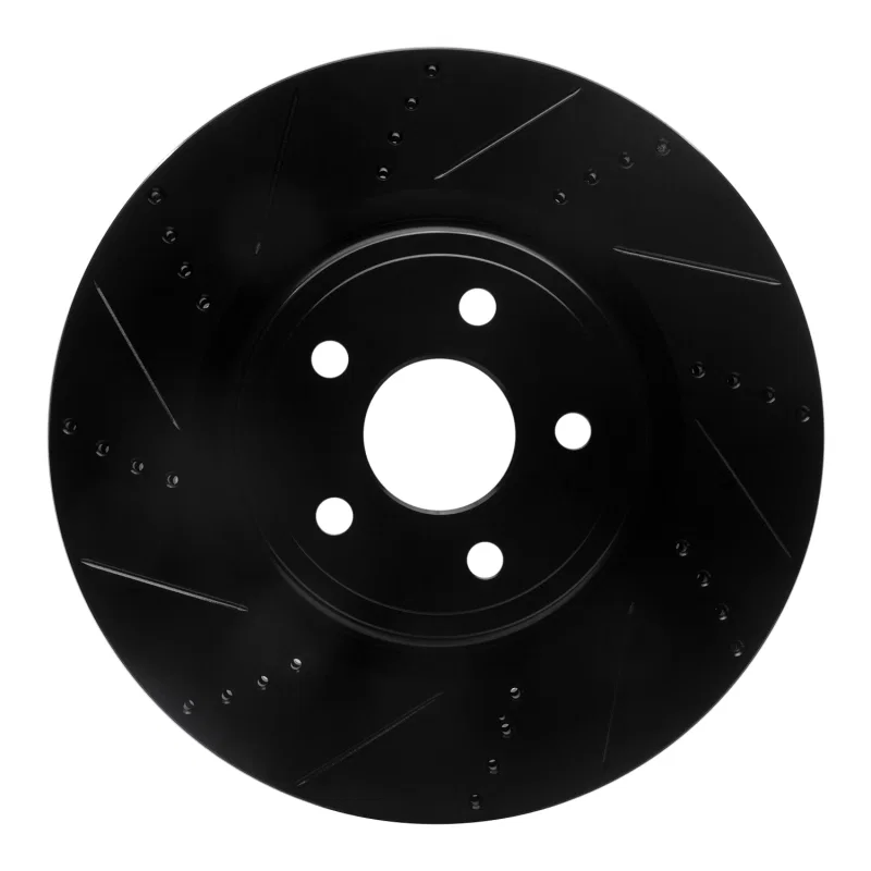 R1 Concepts 633-42009L, R1 2012-2025 Dodge Durango Front Left Drilled & Slotted Black Brake Rotor