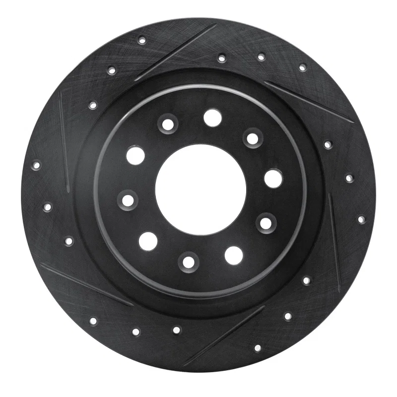 R1 Concepts 633-47075L, R1 2016-2025 Buick Envista Rear Left Drilled & Slotted Black Brake Rotor