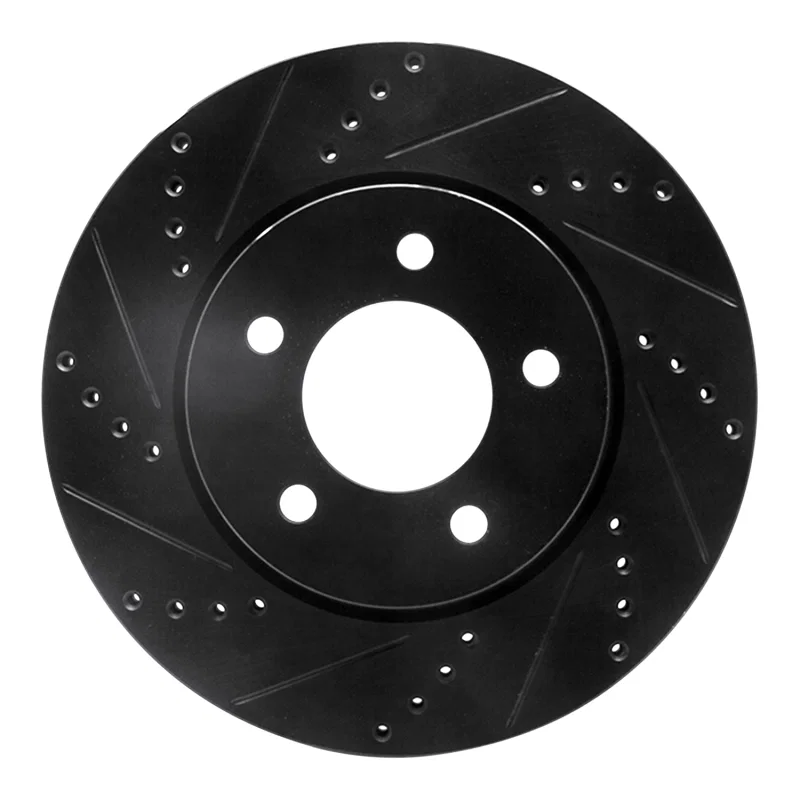 R1 Concepts 633-39029L, R1 04-08 Chrysler Pacifica Front Left Drilled & Slotted Black Brake Rotor