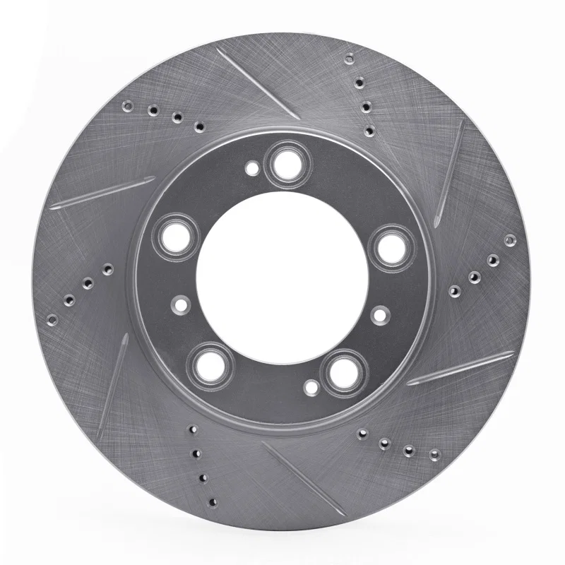 R1 Concepts 631-02028R, R1 97-04 Porsche Boxster Front Right Drilled & Slotted Silver Brake Rotor