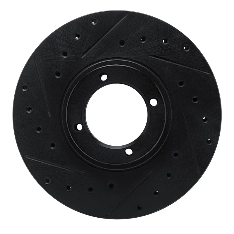 R1 Concepts 633-76097L, R1 84-85 Toyota Van Front Left Drilled & Slotted Black Brake Rotor
