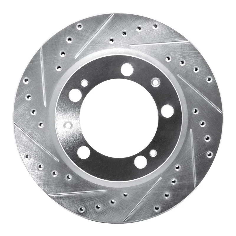 R1 Concepts 631-02023L, R1 89-97 Porsche 911 Front Left Drilled & Slotted Silver Brake Rotor