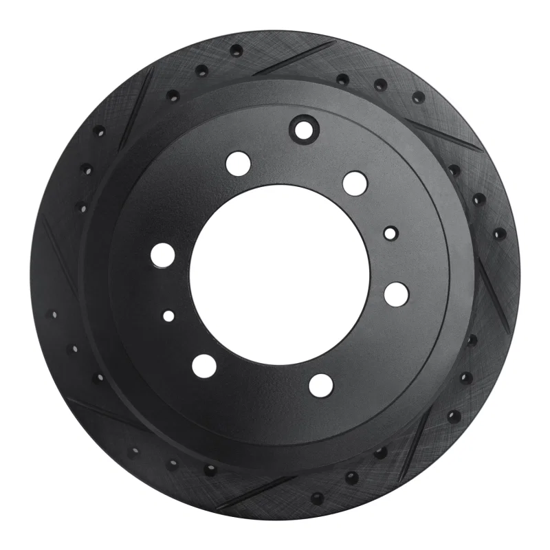 R1 Concepts 633-76117L, R1 1993-1997 Lexus LX450 Rear Left Drilled & Slotted Black Brake Rotor