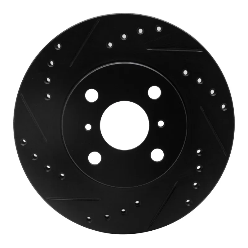 R1 Concepts 633-76056L, R1 93-02 Chevrolet Prizm Front Left Drilled & Slotted Black Brake Rotor