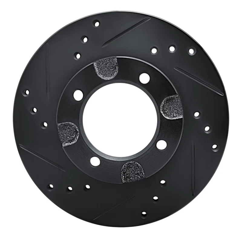 R1 Concepts 633-67014L, R1 82-86 Nissan STANZA Front Left Drilled & Slotted Black Brake Rotor