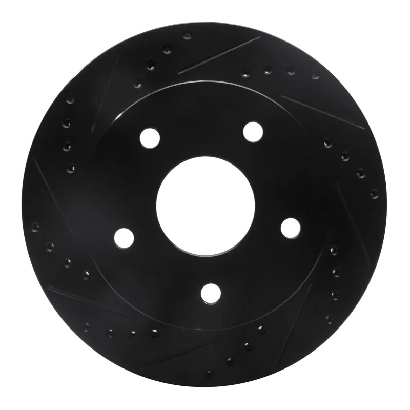 R1 Concepts 633-40092L, R1 00-01 Dodge Ram 1500 Pickup Front Left Drilled & Slotted Black Brake Rotor