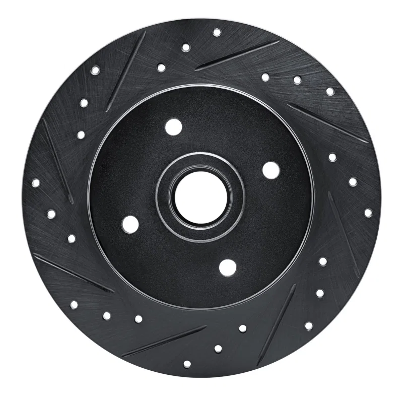 R1 Concepts 633-67019L, R1 84-87 Nissan Maxima Rear Left Drilled & Slotted Black Brake Rotor