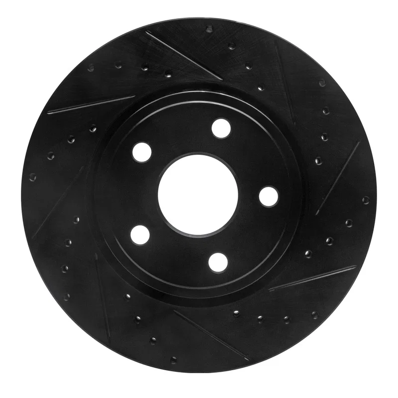 R1 Concepts 633-42005R, R1 11-22 Dodge Durango Front Right Drilled & Slotted Black Brake Rotor