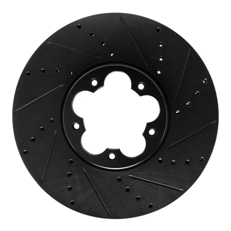 R1 Concepts 633-54270R, R1 2020-2025 Ford Transit-150 Front Right Drilled & Slotted Black Brake Rotor