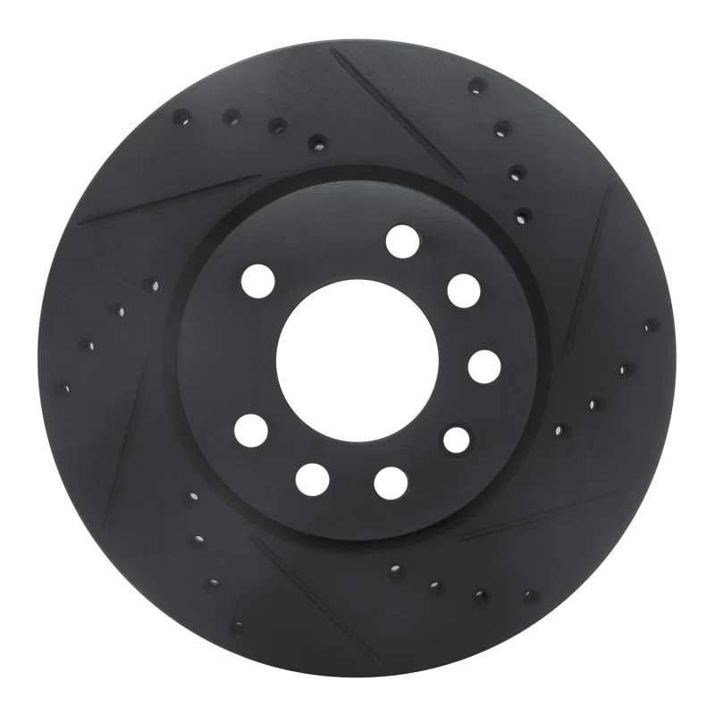 R1 Concepts 633-65008R, R1 94-96 Saab 900 Front Right Drilled & Slotted Black Brake Rotor