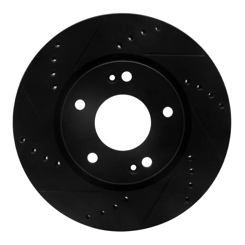 R1 Concepts 633-03043L, R1 01-05 Hyundai Santa Fe Front Left Drilled & Slotted Black Brake Rotor