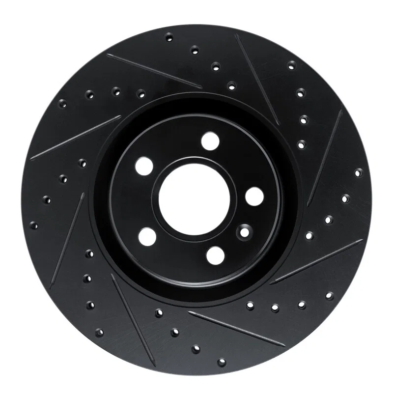 R1 Concepts 633-27059R, R1 17-25 Volvo V90 Front Right Drilled & Slotted Black Brake Rotor