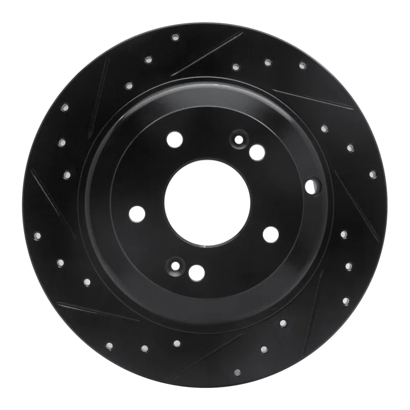 R1 Concepts 633-03033L, R1 10-16 Hyundai Genesis Coupe Rear Left Drilled & Slotted Black Brake Rotor