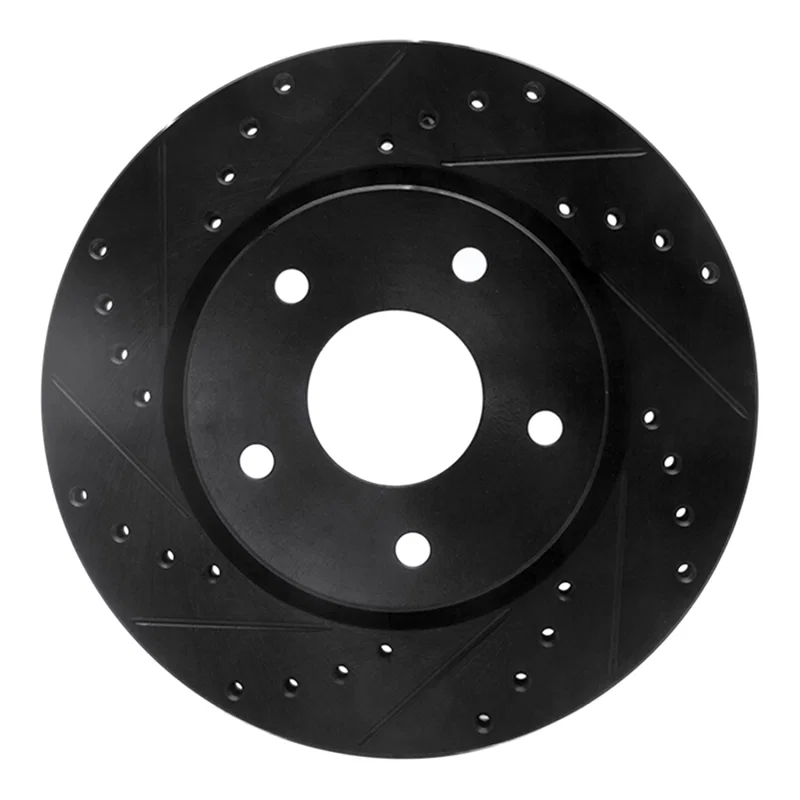 R1 Concepts 633-40107L, R1 08-16 Chrysler Town & Country Front Left Drilled & Slotted Black Brake Rotor