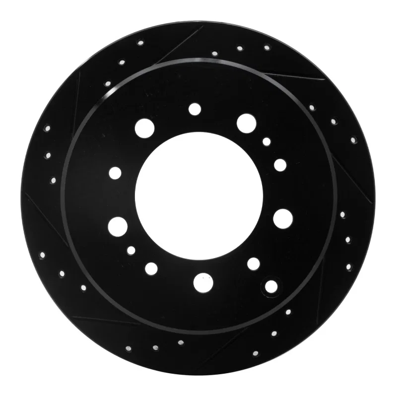 R1 Concepts 633-76113L, R1 98-07 Lexus LX470 Rear Left Drilled & Slotted Black Brake Rotor