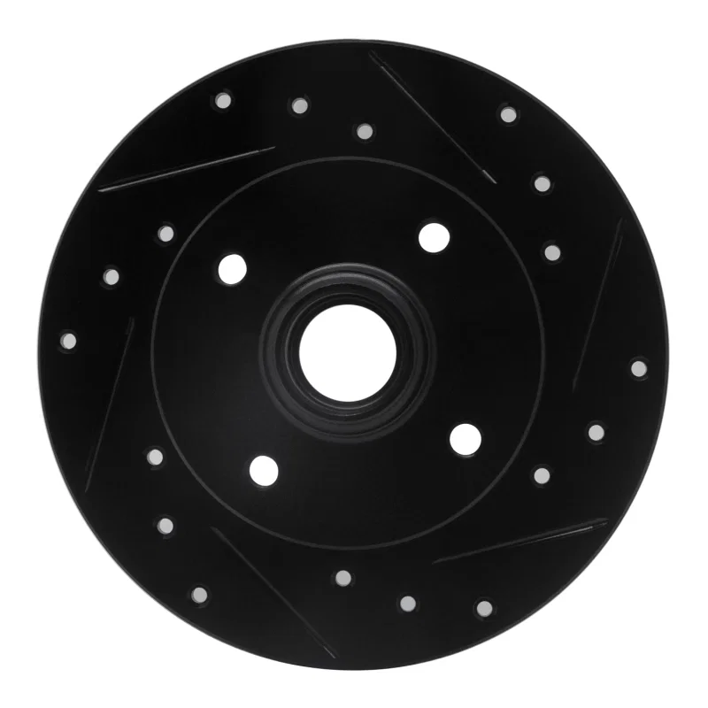 R1 Concepts 633-74005R, R1 85-02 Volkswagen Golf Rear Right Drilled & Slotted Black Brake Rotor