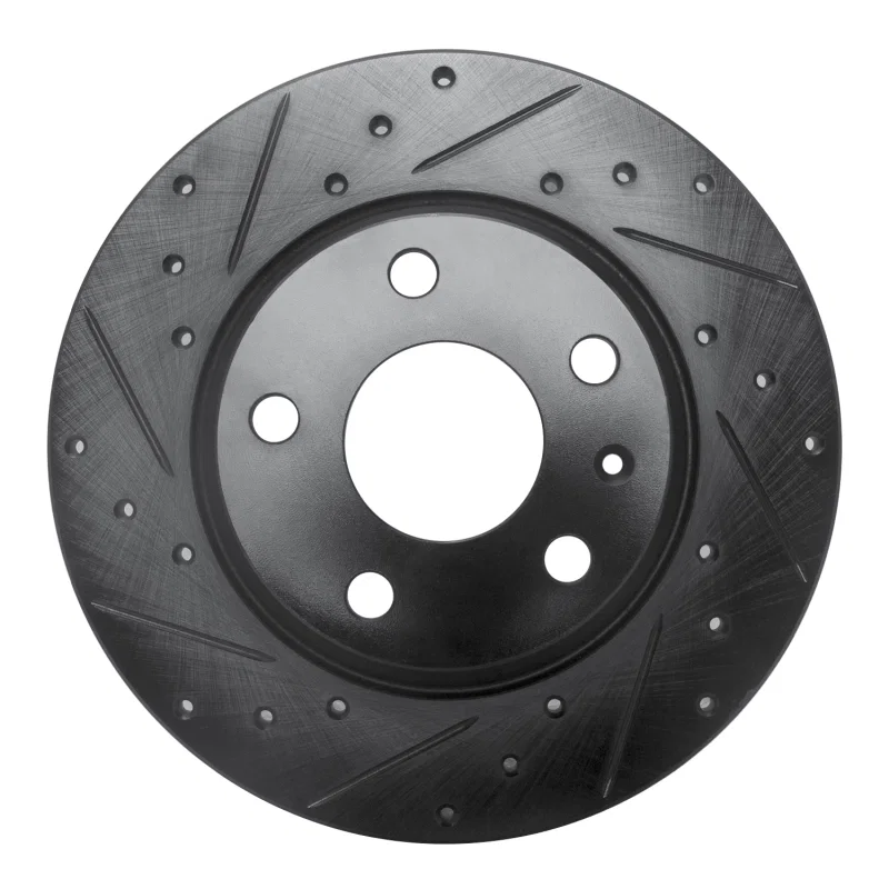 R1 Concepts 633-73053L, R1 08-15 Audi TT Quattro Rear Left Drilled & Slotted Black Brake Rotor