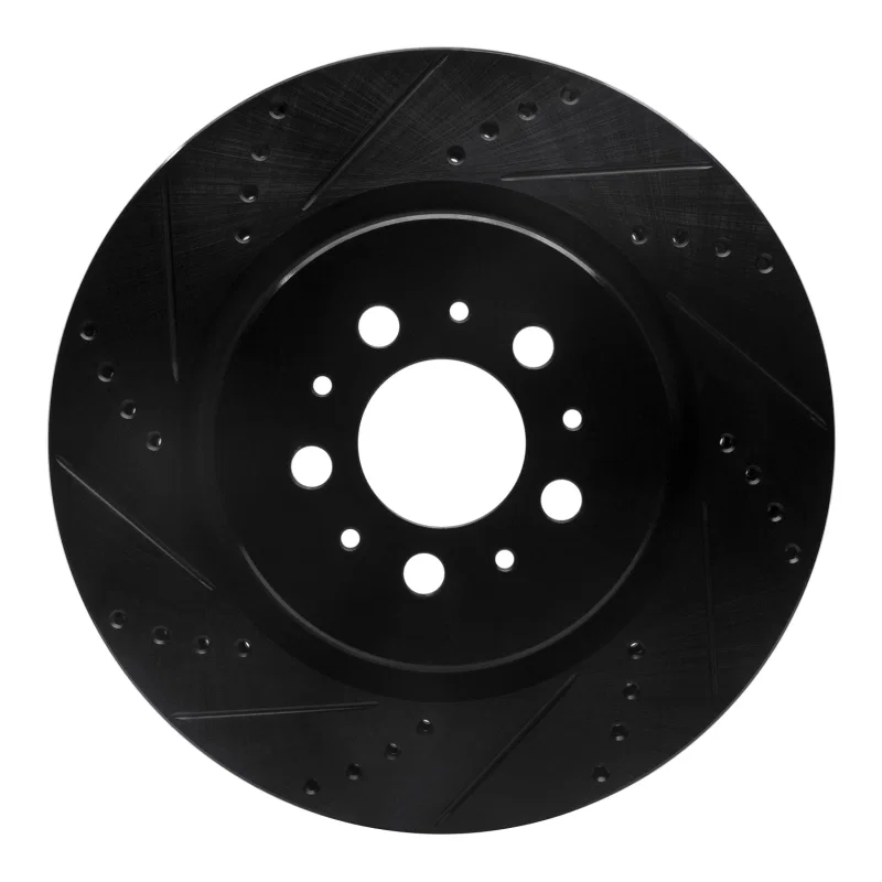 R1 Concepts 633-27032L, R1 04-07 Volvo V70 Rear Left Drilled & Slotted Black Brake Rotor